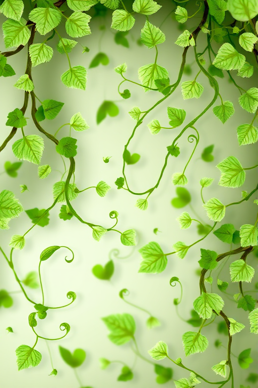 Create a high-resolution vector illustration of swirling green vines with delicate leaves, captured from a top-down view using a DSLR camera with a 50mm lens at f/2.8, ISO 100, and a soft focus effect to enhance depth and detail in the botanical elements.