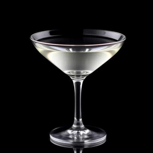 Create a high-resolution image of a sleek martini glass on a black background, using a DSLR camera with a 50mm lens at f/1.8, ISO 100, and a 1/125 shutter speed, with soft lighting to enhance the glass's transparency and reflections.