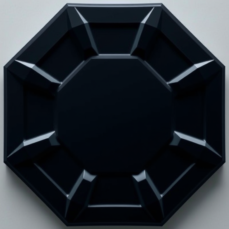Generate a high-resolution image of an octagonal geometric design with smooth edges, using a DSLR camera at f/2.8 aperture, ISO 100, 1/60 sec shutter speed, shot from a top-down view in a soft-focus style.