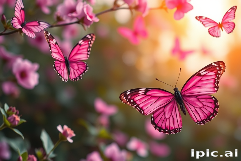 images of pink butterflies