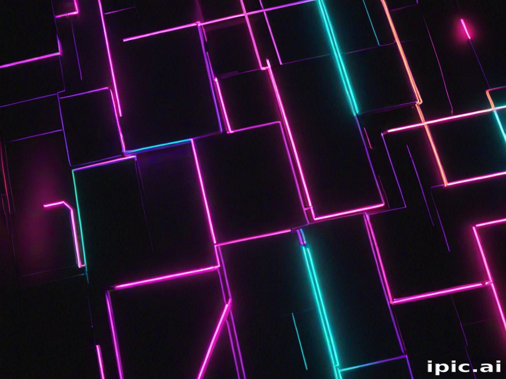 Vibrant Neon Grid Design with Colorful Lines on a Dark Background