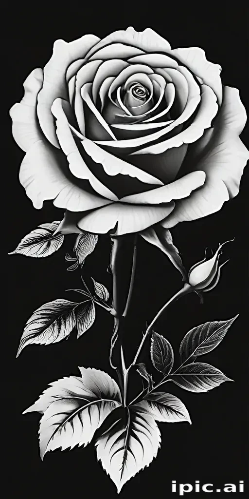 roses clipart black and white