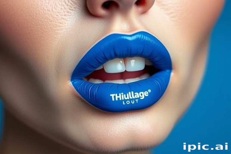 Bold "Electric Blue" liquid lipstick makes a statement with its intense, long-lasting color and precise application, perfect for avant-garde fashion and artistic expression
