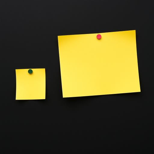 yellow sticky note pinned to a black background, high resolution, 50mm lens, f/2.8 aperture, ISO 100, top-down view, natural lighting