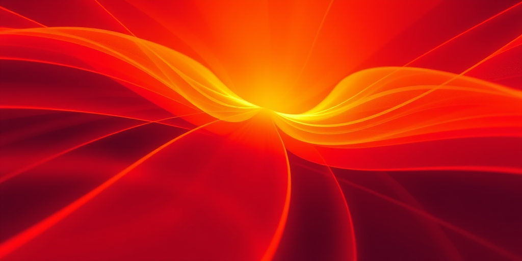 create a vibrant abstract image with dynamic orange and red lines emanating from a central point, featuring smooth curves and layered depth, taken with a DSLR camera at f/8, ISO 100, shutter speed 1/60s, using a wide-angle lens for an expansive view and soft focus to enhance the ethereal quality.
