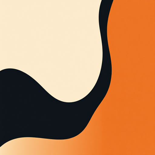 Create a minimalist abstract design featuring layered shapes with smooth curves and lines, using a palette of beige, black, and terracotta tones, shot with a DSLR camera at f/2.8, ISO 100, 50mm lens, in natural light for soft shadows, top-down view for a balanced composition.