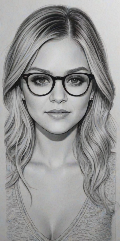 Resplendent Kelsea Ballerini, pencil sketch, portrait of Superb woman 1927s in glasses, hair style beatnik, outline, clear lines, fine lines, 8k