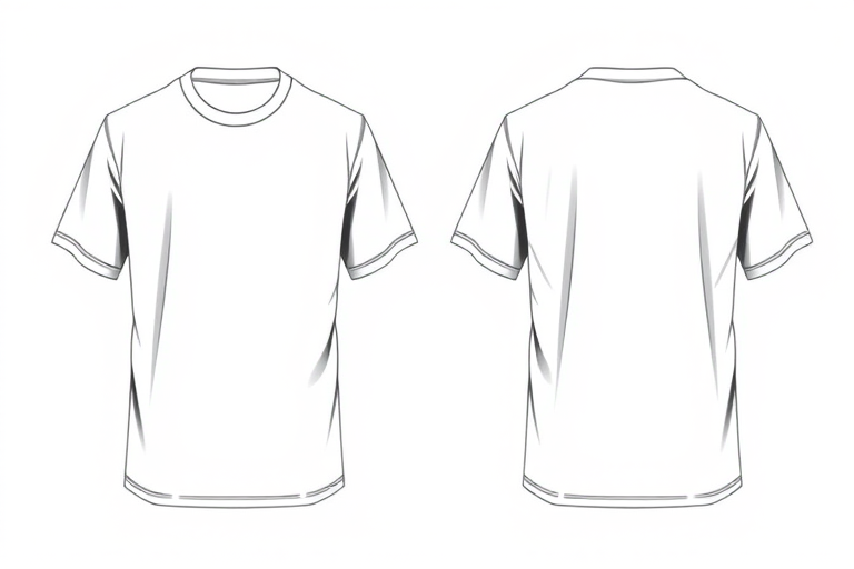 high-resolution vector graphic of a blank t-shirt design, front and back view, with a clean white background, captured with a 50mm lens at f/8, ISO 100, 1/125s, shot in an overhead studio lighting setup using a DSLR camera
