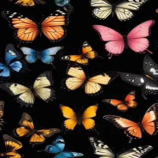 butterflies in black background