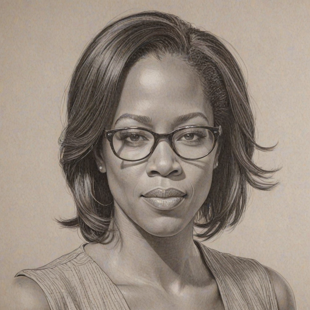 Wonderful Regina King, pencil sketch, portrait of Enchanting woman 1972s in glasses, hair style beatnik, outline, clear lines, fine lines, 8k