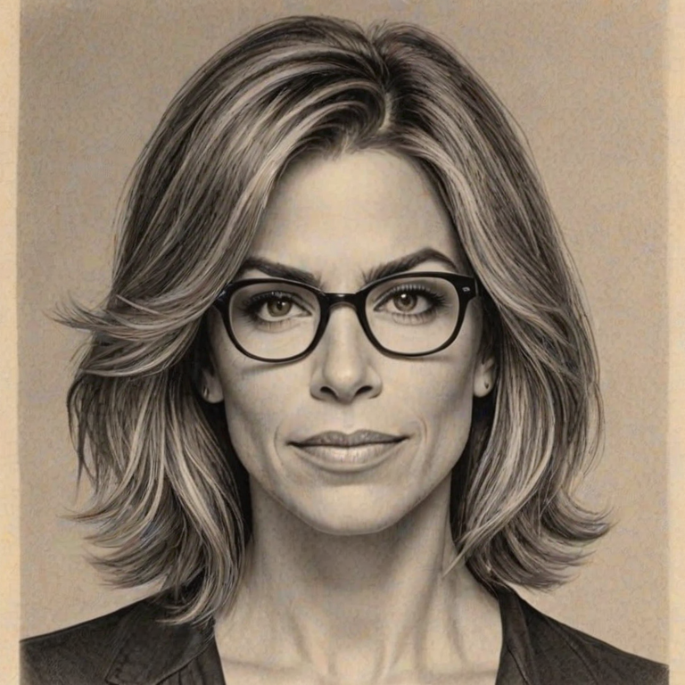 Beauteous Jillian Michaels, pencil sketch, portrait of Charming woman 1925s in glasses, hair style beatnik, outline, clear lines, fine lines, 8k