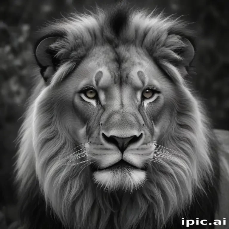 lion black and white