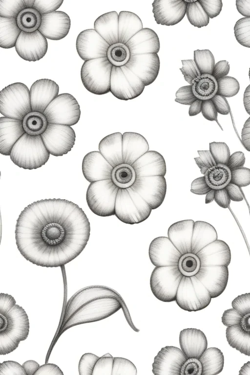 pencil drawn flowers