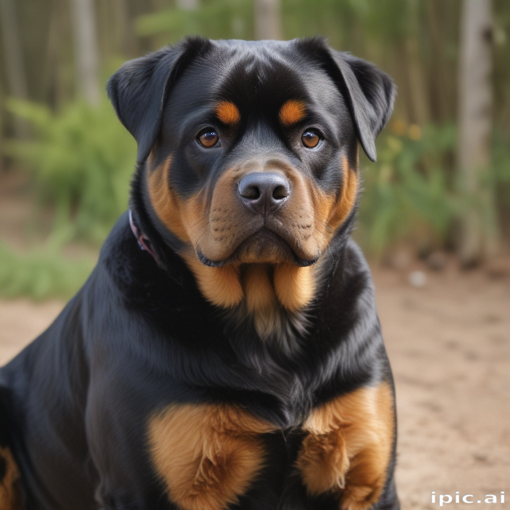 A Majestic Rottweiler Sitting Proudly in a Natural Outdoor Setting.