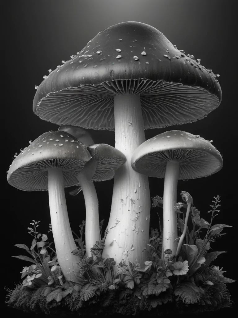 mushroom clipart black and white