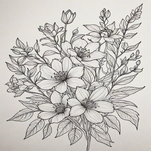 line work flowers