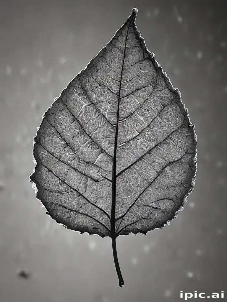 leaf in black and white