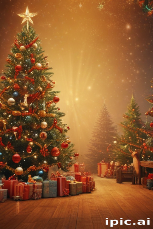 Magical Christmas Scene with Beautifully Decorated Trees and Festive Gifts