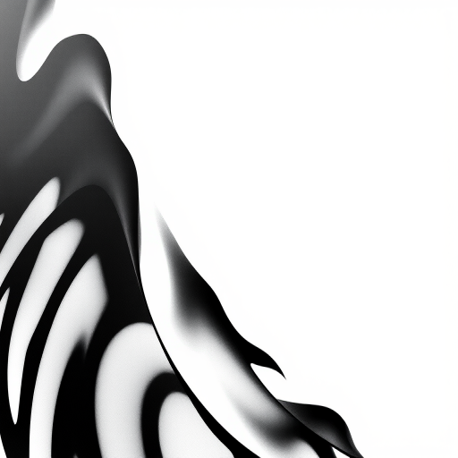 Create an abstract black pattern on a white background, using a DSLR camera with a 50mm lens at f/1.8, ISO 100, and a high dynamic range setting, shot from a straight-on view with soft natural lighting to enhance details and contrast.