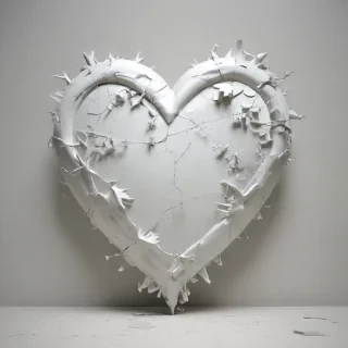 white broken heart