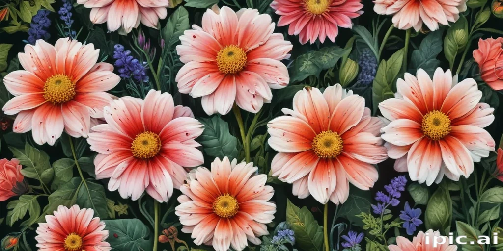 colored drawings of flowers