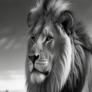 lion black and white
