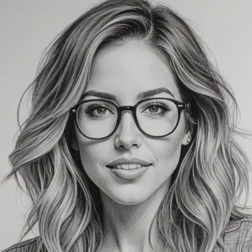 Radiant Kaitlyn Bristowe, pencil sketch, portrait of Dazzling woman 1976s in glasses, hair style beatnik, outline, clear lines, fine lines, 8k