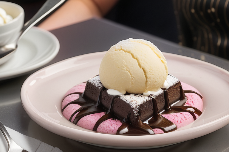 diner dessert topped with a scoop