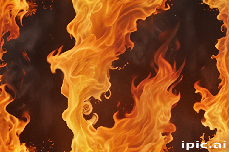 Vibrant Flames Dancing Against a Dark Background in Fiery Display