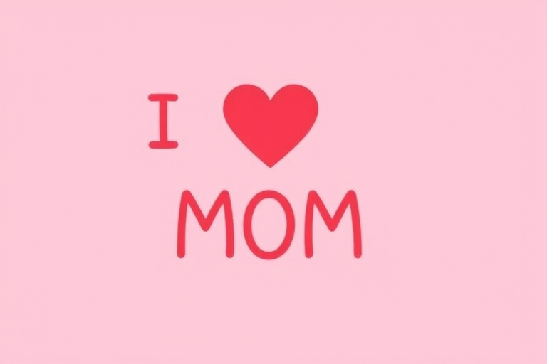 Create a high-resolution image with the text "I LOVE YOU MOM" in a playful font, centered on a simple background, taken with a Canon EOS R5, 24mm lens, f/2.8 aperture, ISO 100, 1/60s shutter speed, using a clean and modern aesthetic.