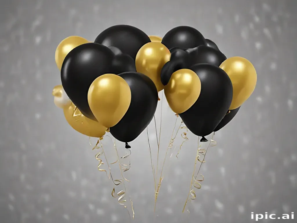 black and gold balloons png
