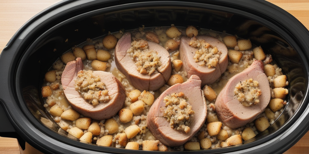 pork chops and stuffing in crock pot