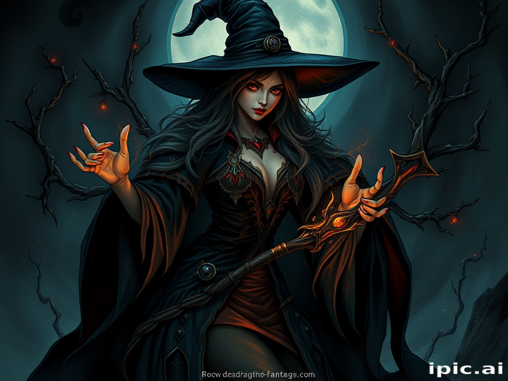 beautiful dark witch fantasy art