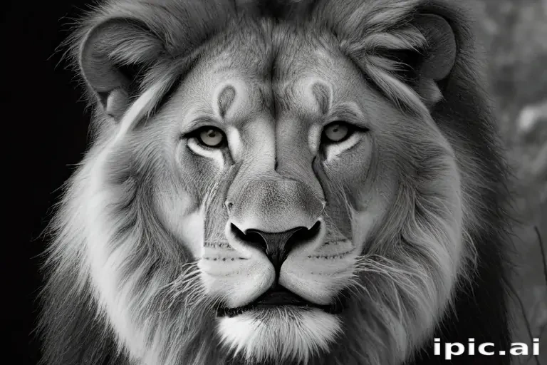 lion black and white