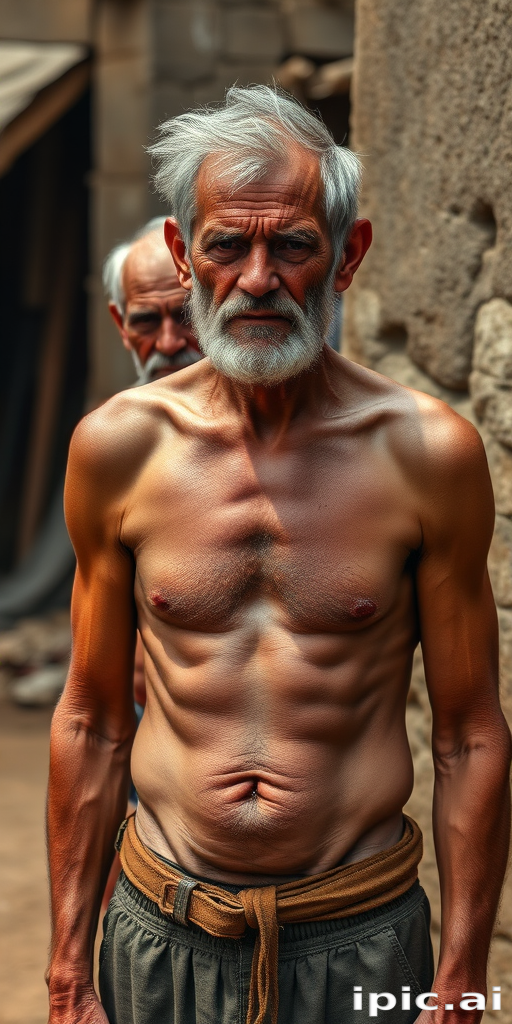 shirtless old men