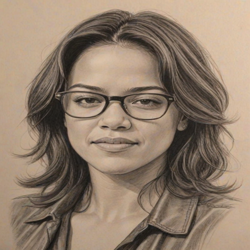 Appealing Michelle Rodriguez, pencil sketch, portrait of Captivating woman 1945s in glasses, hair style beatnik, outline, clear lines, fine lines, 8k