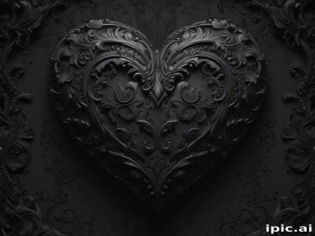 black wallpaper heart