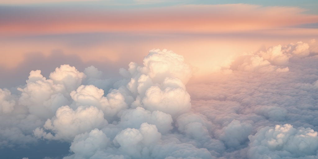 soft pastel clouds with a dreamy gradient, 50mm lens, f/2.8 aperture, 1/200 sec shutter speed, aerial view, digital photography