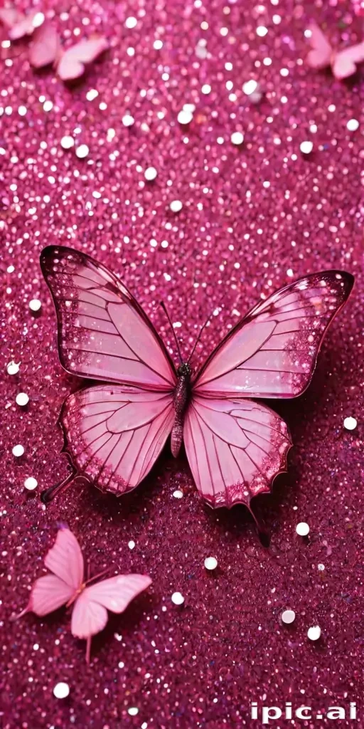 glitter pink butterfly wallpaper