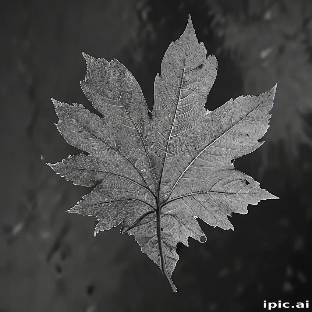 leaf in black and white