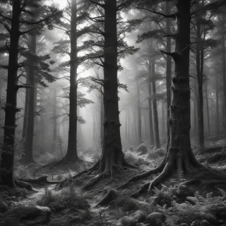 forest clipart black and white