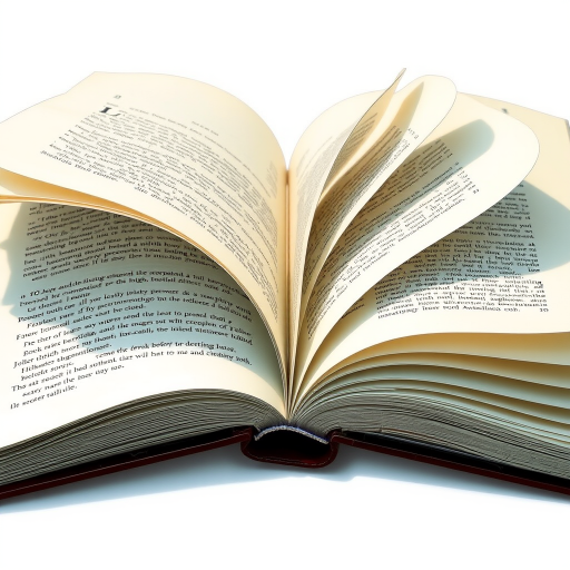 Create a detailed illustration of an open book with flowing pages, captured using a DSLR camera with a 50mm lens at f/2.8, ISO 100, shutter speed 1/200s, taken from a top-down perspective with soft natural lighting to enhance clarity and texture.