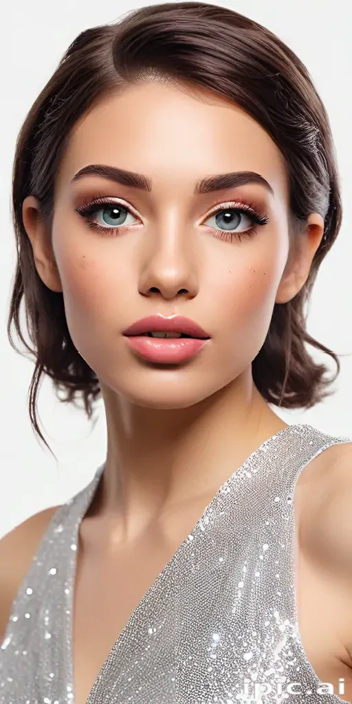 Stunning Portrait of a Young Woman with Striking Features and Elegance