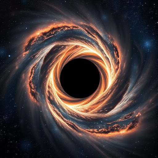 Create an ultra-detailed digital artwork of a black hole surrounded by swirling cosmic gas and stars, using a Canon EOS R5 camera with a 24mm f/1.4 lens, at ISO 100, f/8, 1/125 sec, capturing a wide-angle view in a high-contrast style to enhance the vibrancy and depth of space.