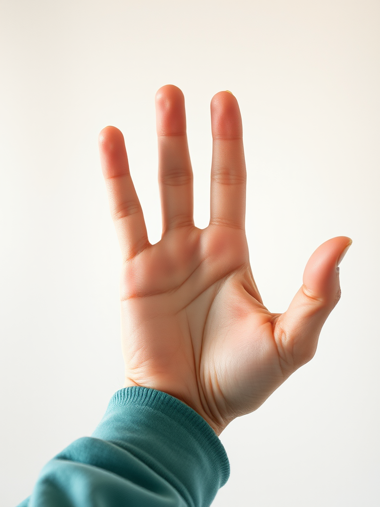 Create a high-resolution image of a hand making an "OK" gesture, photographed with a DSLR camera, aperture f/4, ISO 100, 50mm lens, natural lighting, shallow depth of field, focused on the details of the hand against a clean background.