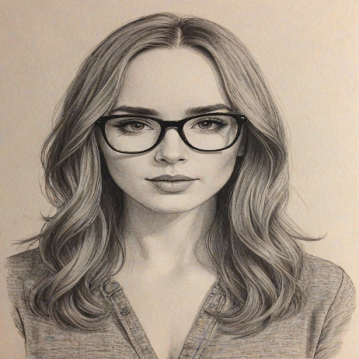 Sublime Camryn Grimes, pencil sketch, portrait of Enticing woman 1965s in glasses, hair style beatnik, outline, clear lines, fine lines, 8k