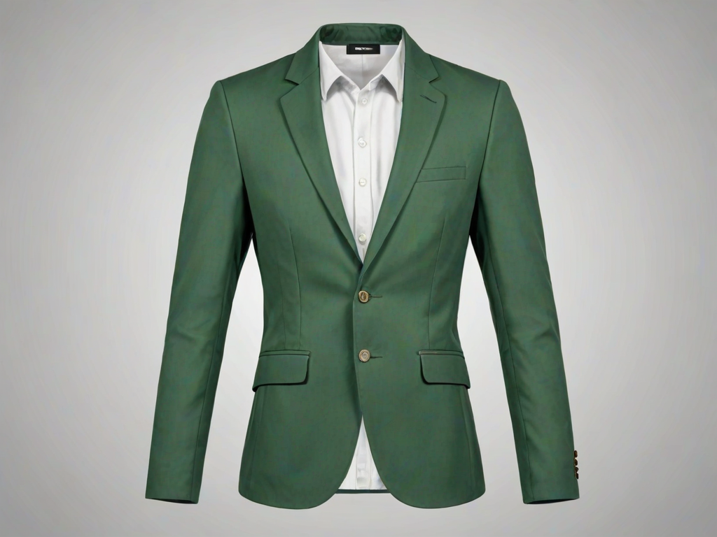 create a simple line drawing of a green blazer with two buttons and long sleeves on a transparent background