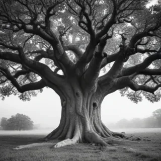 oak tree clipart black and white