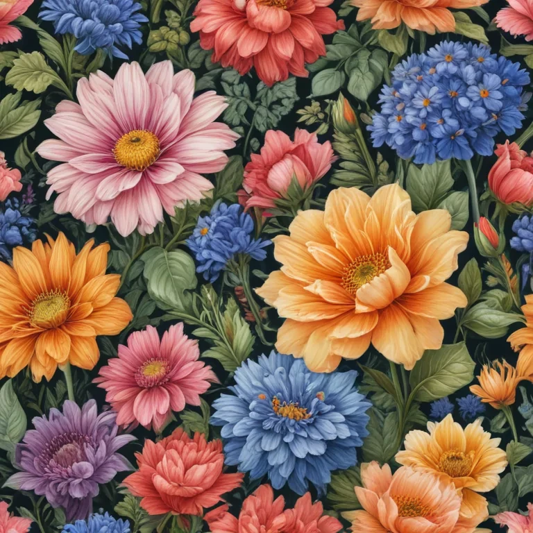 drawings of flowers in color