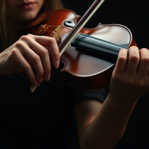 detailed edges, detailed image, perfection style, A cinematic detailed image of a woman playing a violin on a black background with both her hands, movie themed, sharp, detailed background, epic cinematic photography, artistic style, dramatic light style, cinematic color style, Kodak 35mm film style, detailed style, hand focus style, solo, simple background, 1boy, holding, male focus, black background, instrument, out of frame, realistic, music, playing instrument, holding instrument, violin, bow (music), fingernails, holding violin, photorealistic, hand focus